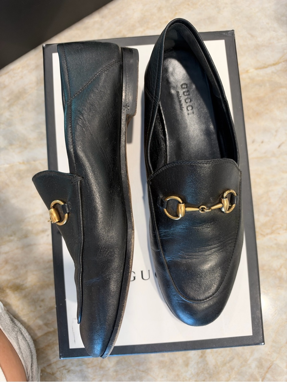 Gucci Black Leather Horsebit Loafers - Women's